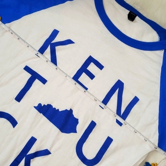 Kentucky Wildcats UK Navy Blue Baseball Quarter Sleeve Oversized Top Womens XS - Picture 10 of 13